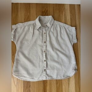 Fidelity Striped Button-Up Shirt — Cream & Tan